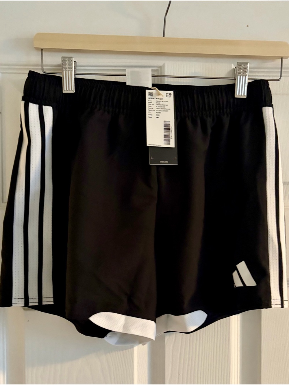 adidas Black Athletic Shorts with White Side Stripes